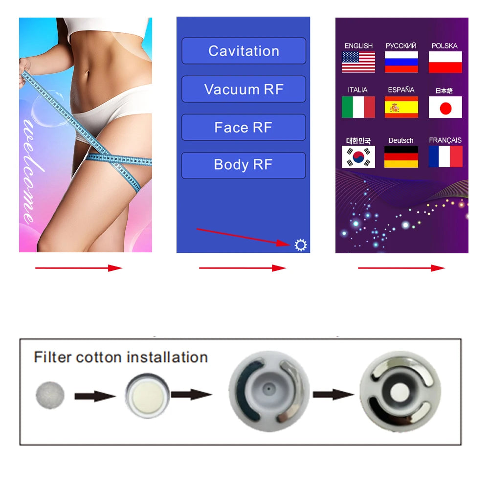 40K 4 IN 1  Body Slimming  Cavitation Ultrasonic Weight Loss Skin Rejuvenation Beauty Machine Multipolar Skin Tighten Anti-wrink