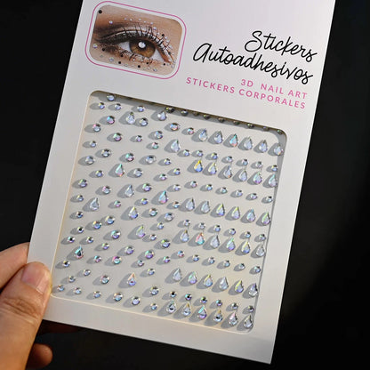 132/162/216/900pcs Coorful Diamonds Tattoos Stickers 3/4/5/6mm Face Rhinestones Tattoo for Party Body/Eye Makeup Gem Accessories