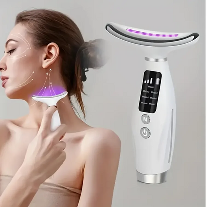 LED display beauty device, USB charging - with 7 types of lights, ergonomic design, vibration massage, suitable for effective re