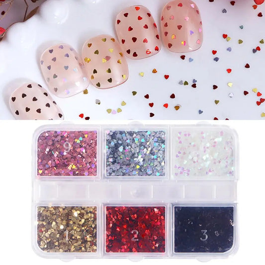 6 Grids Foil Nail Art Holographic Aluminum Nail Foil Stickers Nail Sequins 3D Glitter Decoration DIY Design Accessories