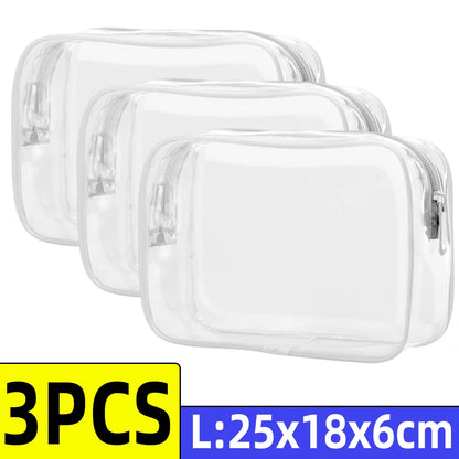Travel Organizer Bath Toiletry Wash Storage Bag Case White Transparent Zipper Makeup Bags  Clear Pouch Women's Cosmetic Bag