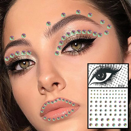 Red Heart Face Jewelry Temporary Tattoos Eye Forehead Diamonds Jewels Makeup Sticker Sparkle Water Drop Gems Nail Art Festival