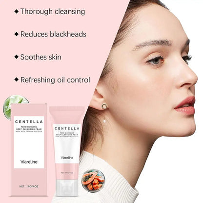 Soothing Centella Asiatica Mild Deep Cleansing Foam Cleanser - Remove Pore Oil Control Exfoliating Refresh Facial Skincare