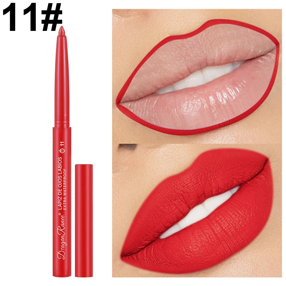 Lip Liner Lipstick Pen Waterproof Long-Lasting Contouring Lip Pencil Matte Finish Beginner Automatic Lip Liner Bean Paste Color Contouring Pen Automatic Rotating Lip Liner