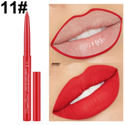 Lip Liner Lipstick Pen Waterproof Long-Lasting Contouring Lip Pencil Matte Finish Beginner Automatic Lip Liner Bean Paste Color Contouring Pen Automatic Rotating Lip Liner