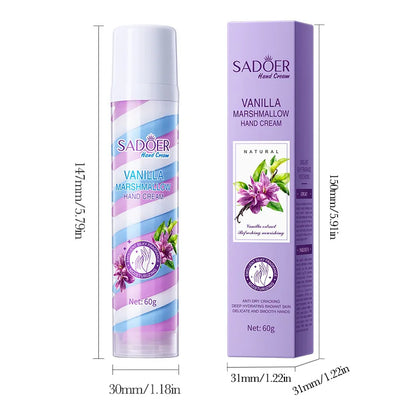 Fruit Marshmallow Hand Cream 60g – Tri-Color Nourishing Formula with Sweet Scent, Deeply Moisturizing Care for Dry Winter Hands