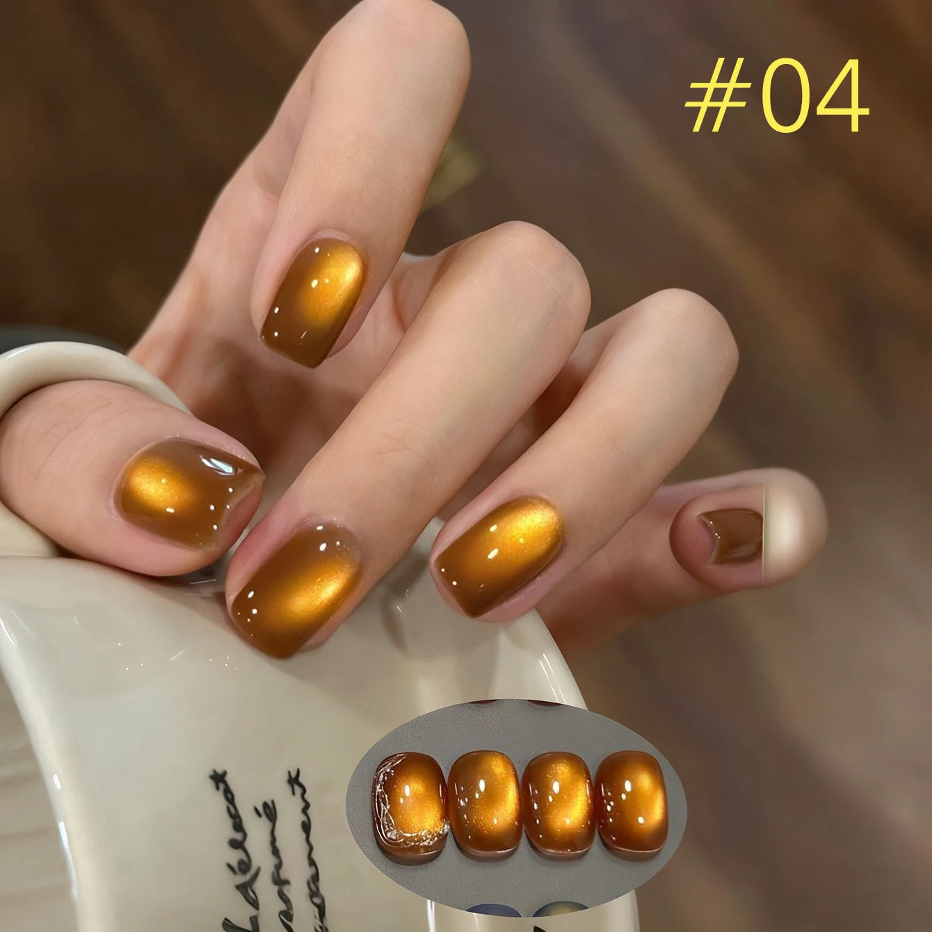 10ML 1-10PCS 2025 New Sunset Cat's Eye Nail Polish Series Amber Glass Beads Magnet Gel Nail Polish Nail Art Gold Brown Nails