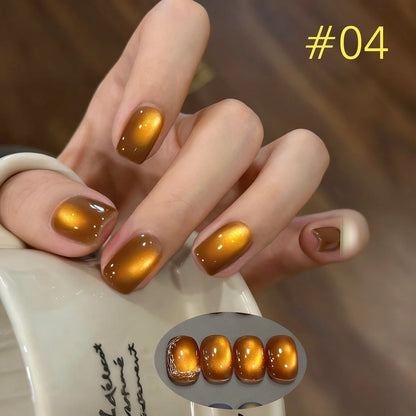 10ML 1-10PCS 2025 New Sunset Cat's Eye Nail Polish Series Amber Glass Beads Magnet Gel Nail Polish Nail Art Gold Brown Nails