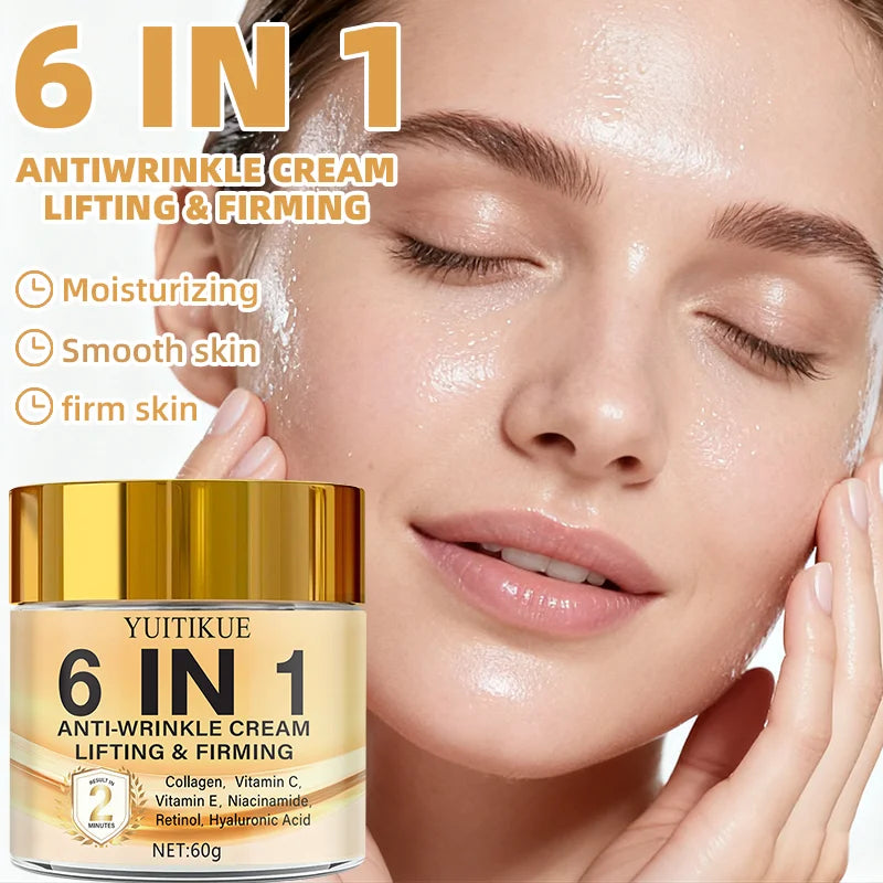 6-in-1 Anti-Wrinkle Cream 60g Quick Lifting & Firming with Collagen & Retinol Moisturizing Skin Smoothing Formula