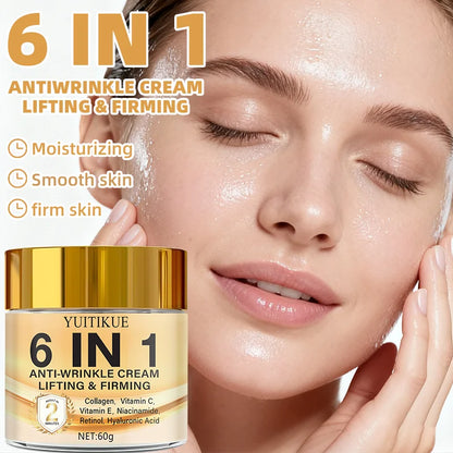 6-in-1 Anti-Wrinkle Cream 60g Quick Lifting & Firming with Collagen & Retinol Moisturizing Skin Smoothing Formula