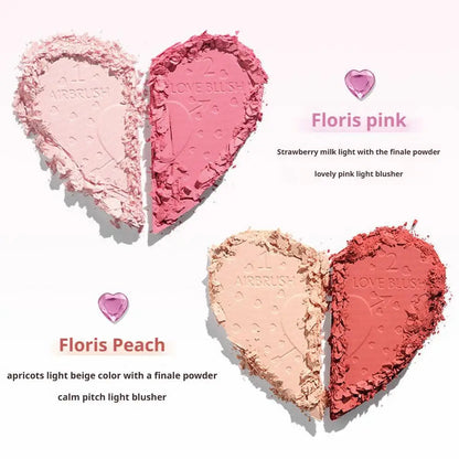 C/T Two Tone Heart Blush Lasting Beauty Makeup Natural Flawless Bright Powder Smooth Look Multi Purpose Rouge 13g