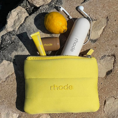 Rhod Lemontini Yellow Makeup Bag for Women Portable Travel Small Cosmetic Bags Zipper Toiletry Bag Pouch Lipsitck Storage Bags