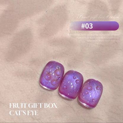 12ML 2025 New Guava Cat Eye Nail Gel Polish - Grape Green Shade with Whitening Effect, Dual-Light Glass Bead Cat Eye Finish