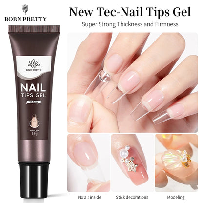 BORN PRETTY 15g Nail Tips Gel Nude Clear Transparent Nail Gel Soak Off UV LED Nail Art Gel Varnish Function Gel Nail Extension