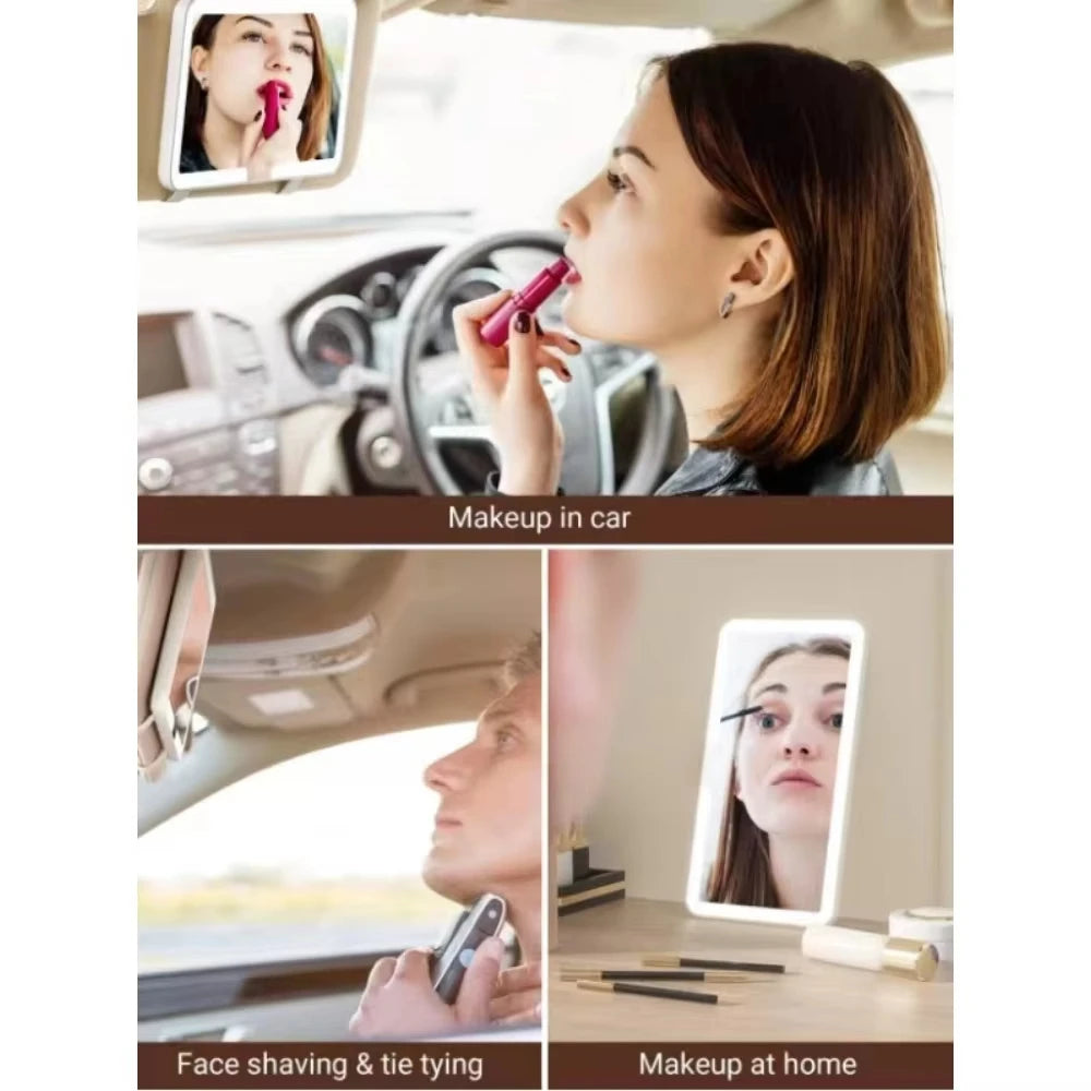 Car Interior Makeup Mirrors Sun Visor Plate LED Mirror for Girls Women Rechargeable Fill Light Universal Vanity Mirror