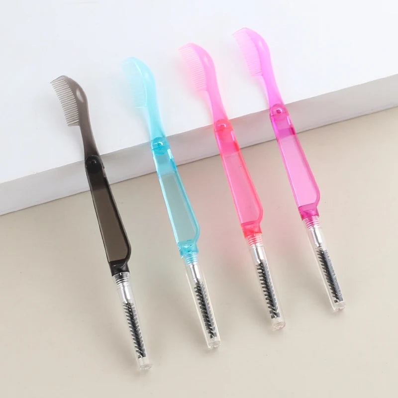3PCS Stainless Steel Dual-Ended Eyelash Comb & Eyebrow Brush – Makeup Artist-Recommended Beauty Tool