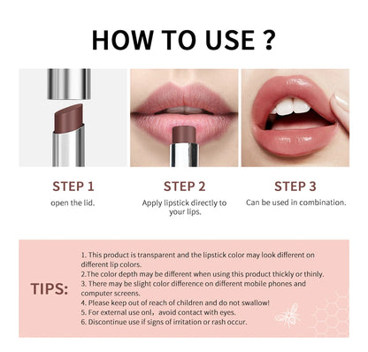 Honey Lipstick Tinted Lip Balm Lip Stain Moisturizing Nourishing Long-Lasting Lipstick for All Skin Tones Natural Woman Makeup