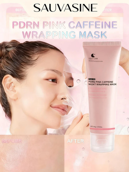 PDRN Caffeine Night Wrapping Peel Off Facial Mask for Firming, Depuffing& Hydration Salmon DNA + Caffeine + Collagen For Refined