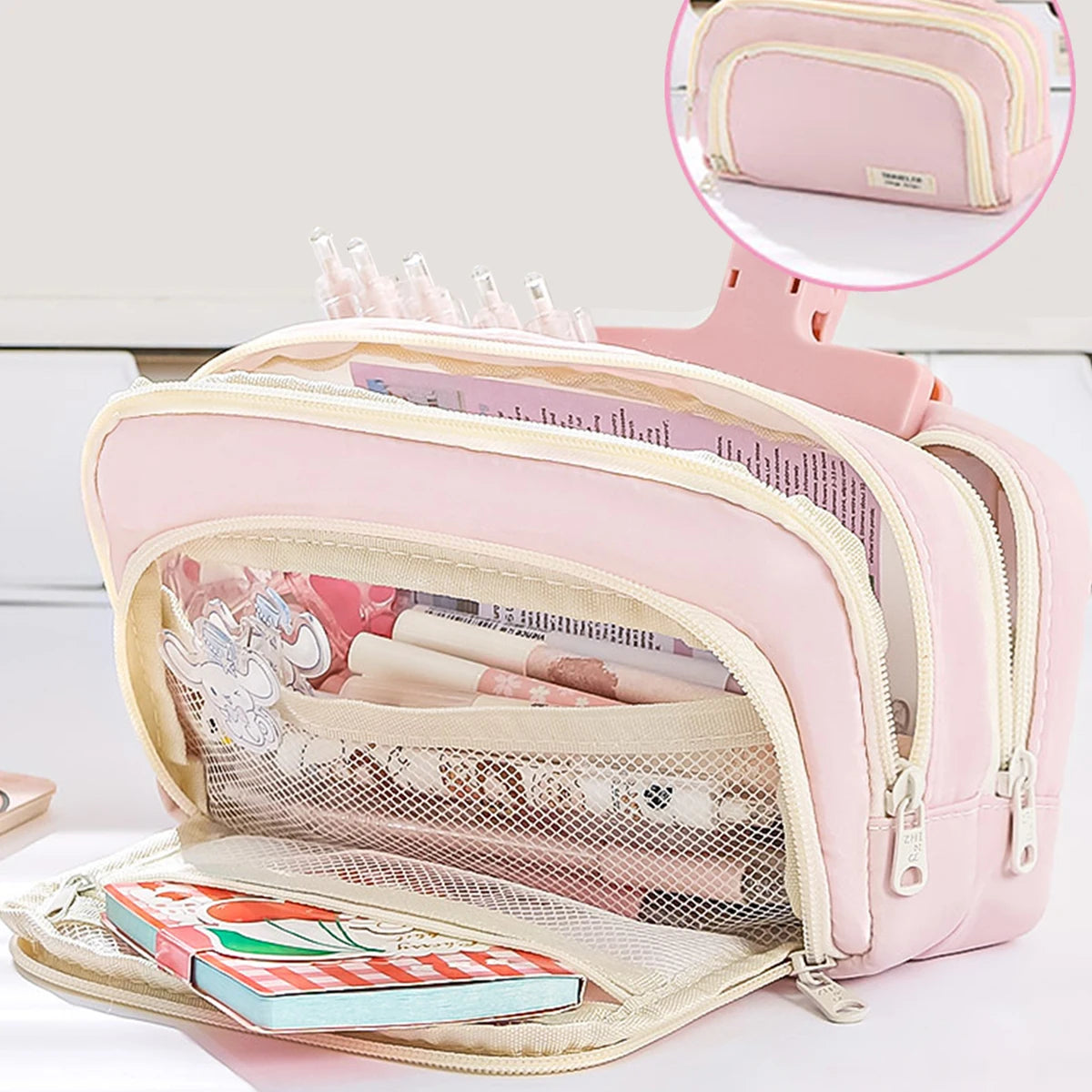 A Large-capacity Multi-layer Pencil Case, A Simple Multi-purpose Student Stationery Box And Makeup Storage Bag