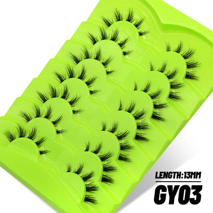 GROINNEYA Manga Lashes 5/7 pairs Eyelashes 3D Natural False Lashes Fluffy Soft Cross Wispy Natural Eyelash Extension Makeup