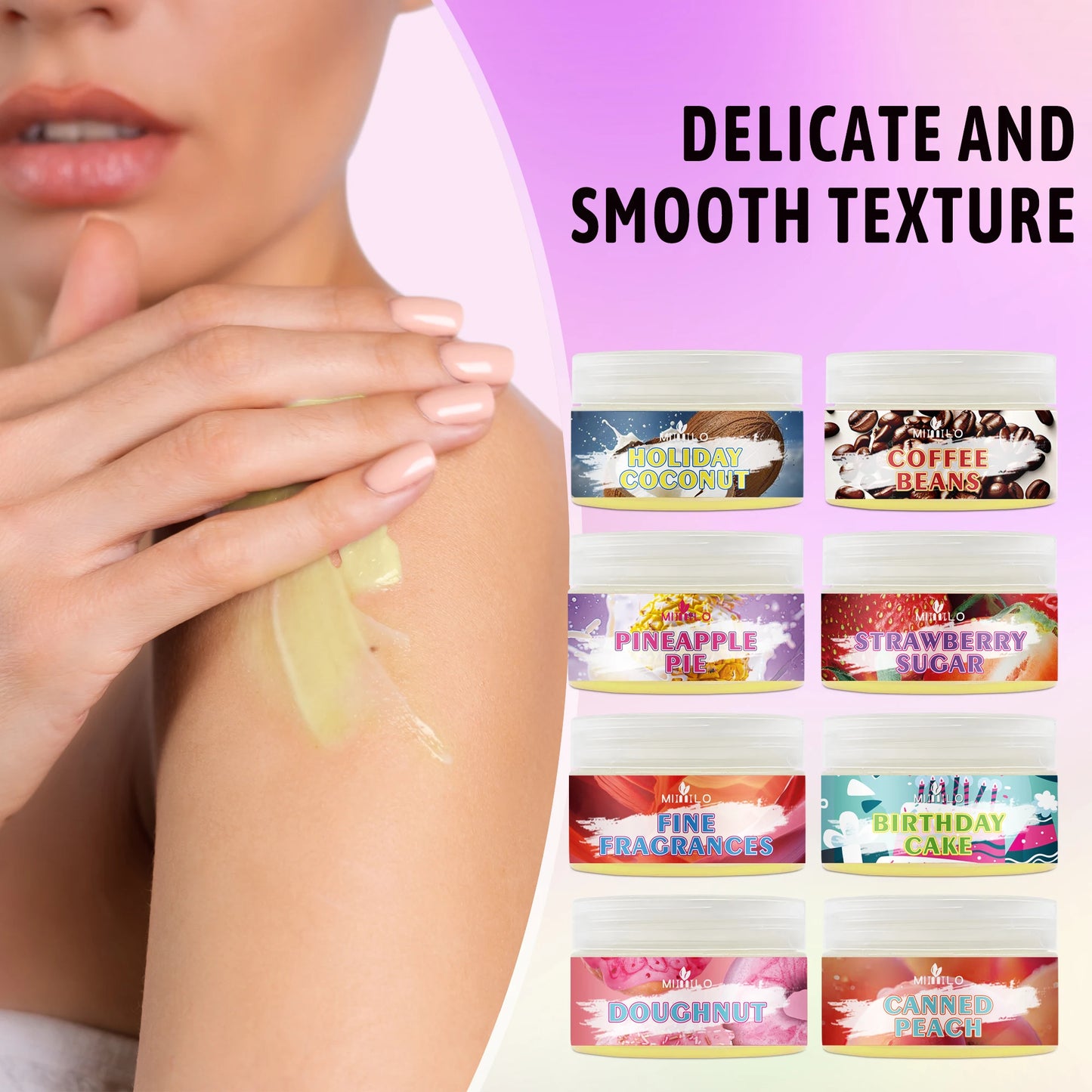 100g two bottles of body glaze - 8 flavors, daily nourishing and moisturizing - non-greasy, with storage bag
