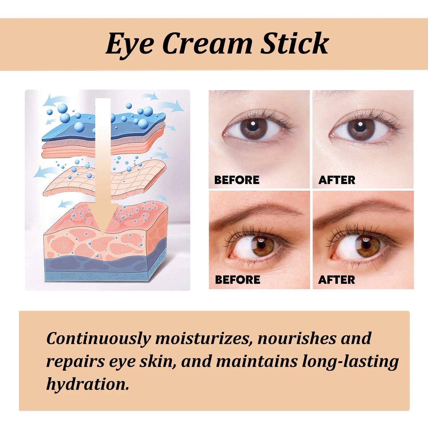 Snail Mucin Eye Cream Stick W-rinkle Removing Lightening Dark Circle Remove Eye Bag Anti-Puffiness Firming Fade Fine Lines