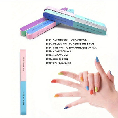 1/2/3/5Pcs/Set 7 Sides Nail Buffers Files Professional Polisher For Art Manicure Polishing Block Buffing Accessories Cream Tools