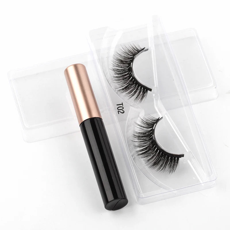 Hot 1/3Pairs Magnetic Eyelashes Soft False Lashes Repeated Use Mink Lashes Waterproof Liquid Eyeliner Tweezer Eyelash Makeup Set