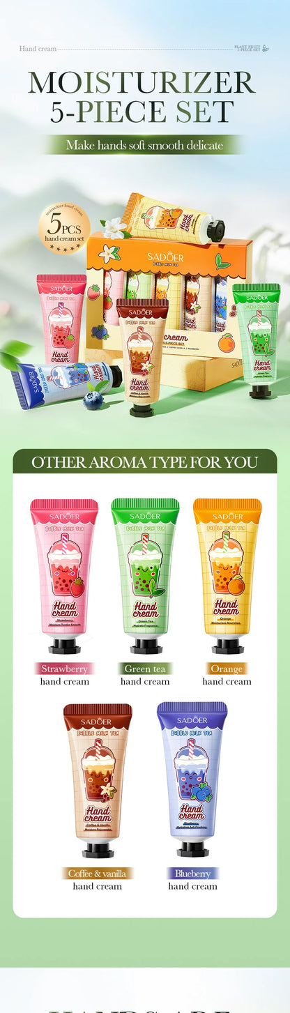 Fruit Milk Tea Hand Cream Gift Set - Intense Hydration & Crack Prevention for Winter, Soothing Dry Skin with Sweet Scent ,Travel