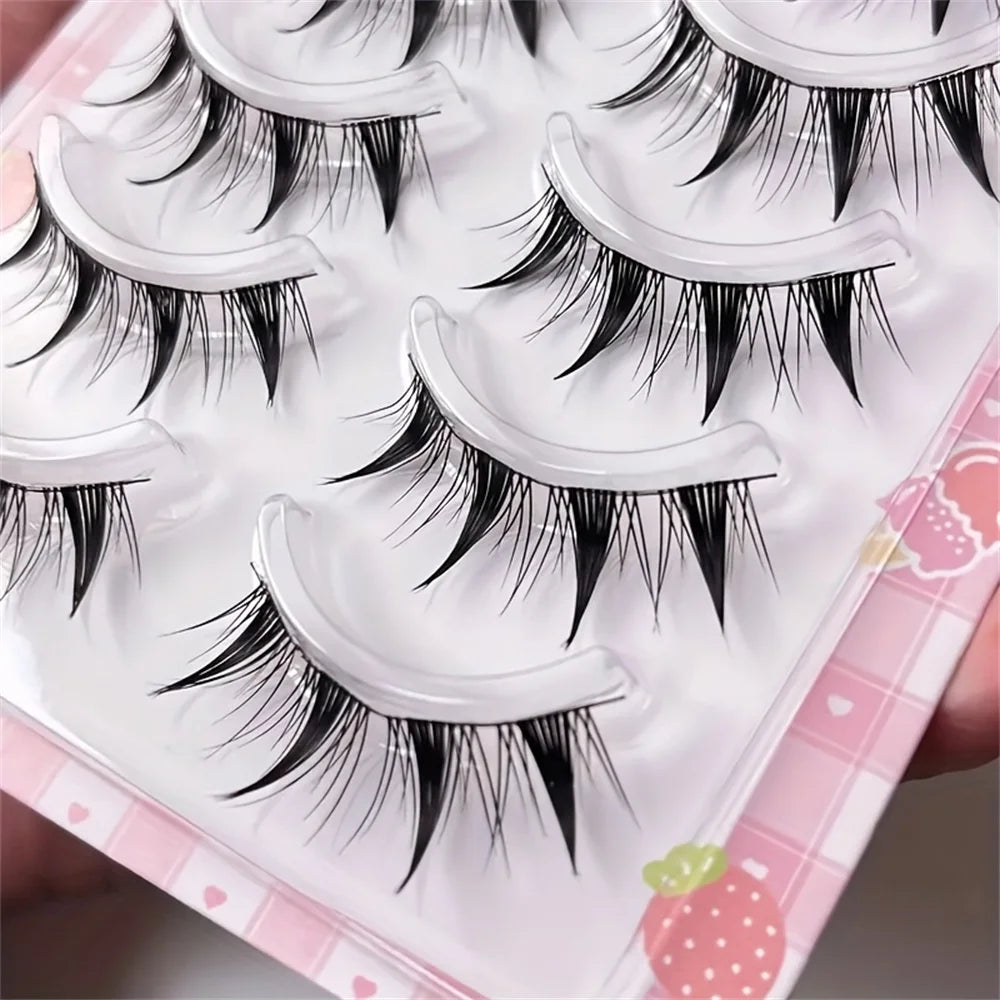5 pairs of big cat eye style false eyelashes, cosplay comic false eyelashes, naturally soft and comfortable, no burden