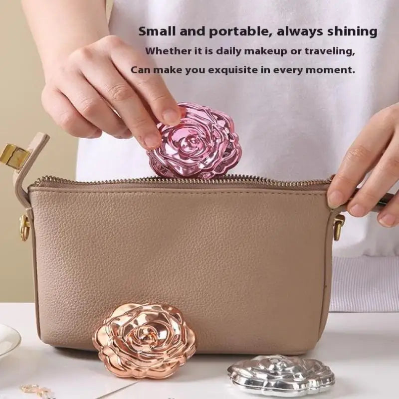 1PCS Portable Mini Mirror Retro Rose Flower Small Pocket Makeup Mirror Double Sided Hand Mirrors Compact Cosmetic Beauty Tool