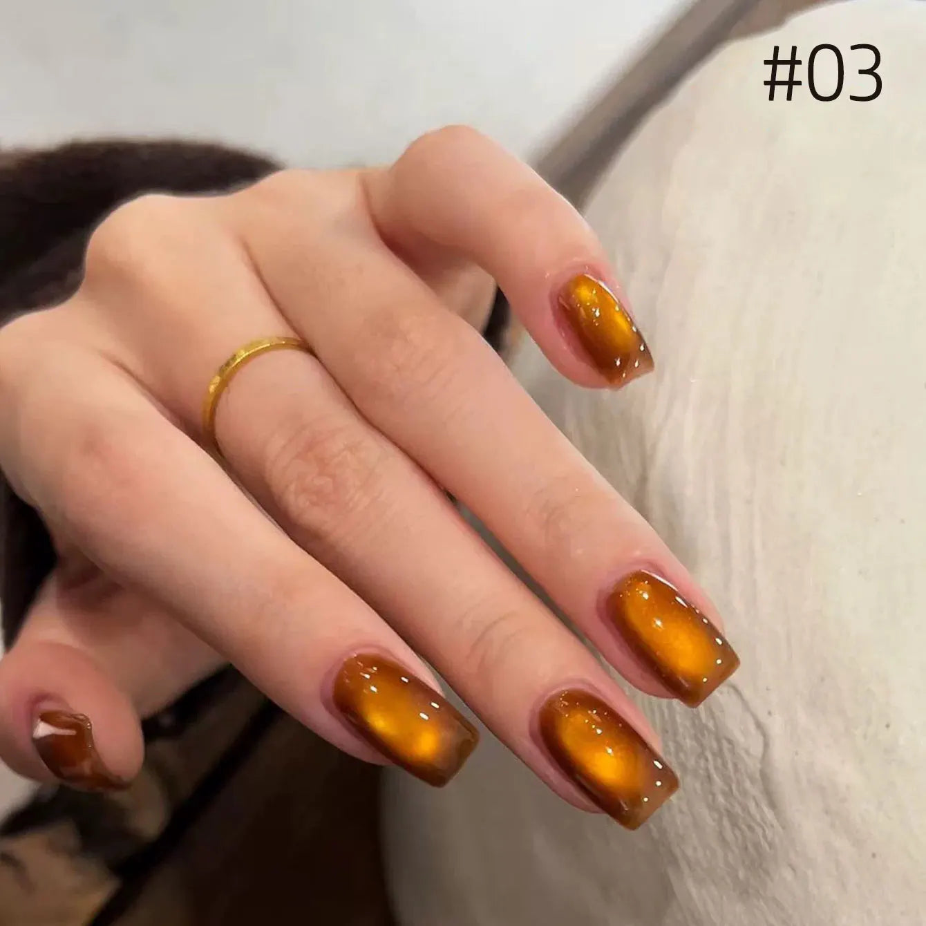 10ML 1-10PCS 2025 New Sunset Cat's Eye Nail Polish Series Amber Glass Beads Magnet Gel Nail Polish Nail Art Gold Brown Nails