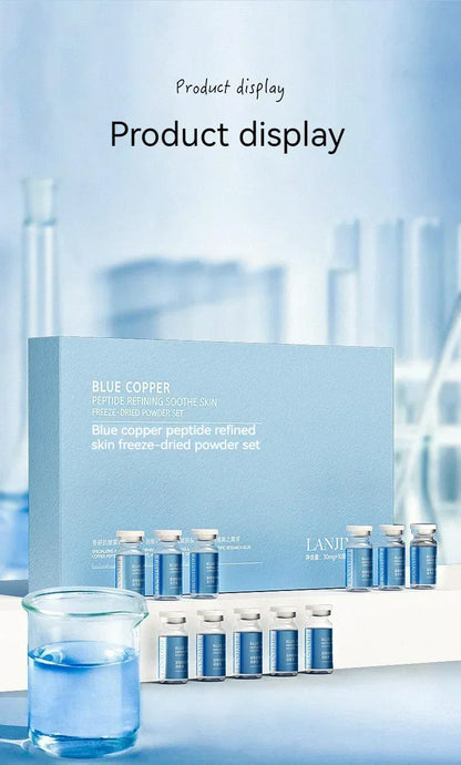 Blue Copper Peptide Freeze-Dried Powder Set Oligopeptide Anti Wrinkle Essence Shrink Pores Acne Treatment Skincare Serum