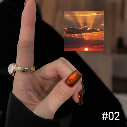 10ML 1-10PCS 2025 New Sunset Cat's Eye Nail Polish Series Amber Glass Beads Magnet Gel Nail Polish Nail Art Gold Brown Nails
