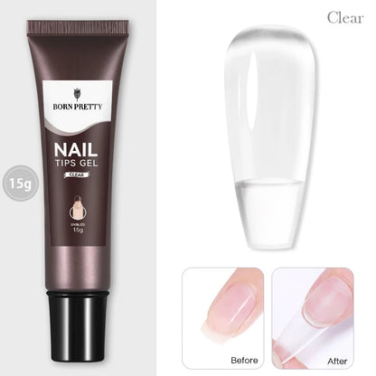 BORN PRETTY 15g Nail Tips Gel Nude Clear Transparent Nail Gel Soak Off UV LED Nail Art Gel Varnish Function Gel Nail Extension