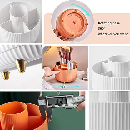 1Pcs 360° Rotating Makeup Brush Holder Storage Box, 5 Slot Makeup Brush Cup, Suitable for Bathroom Dressing Table,Office Desktop