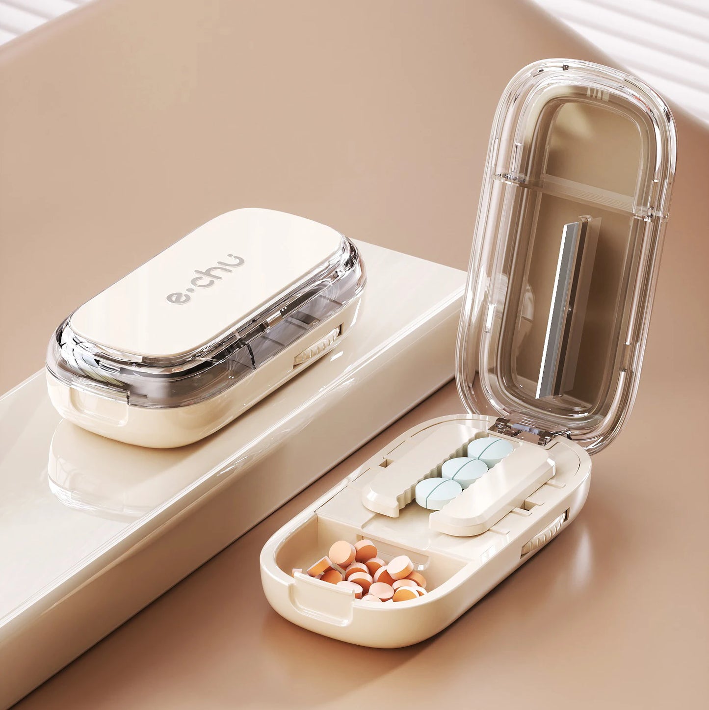 3in1 Medicine Cutter Precise Cutting Into Half / Third / Quarter Drug Divider Organizer Portable Tablet Splitting Pills Splitter