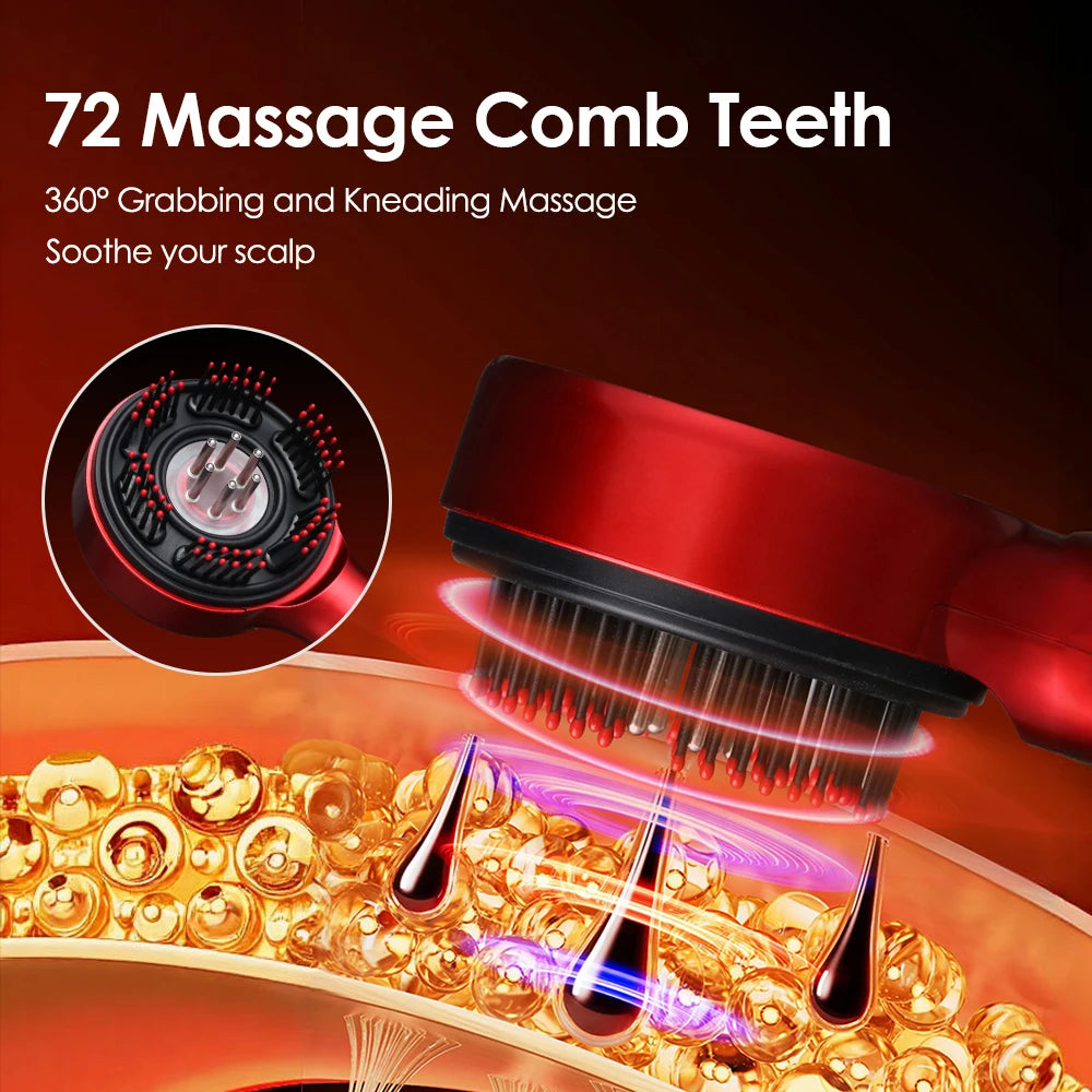 Electric Head Massager Hair Growth Comb Scalp Relax Massager LED Light Therapy Anti Hair Loss Scalp Brush Liquid Oil Applicator