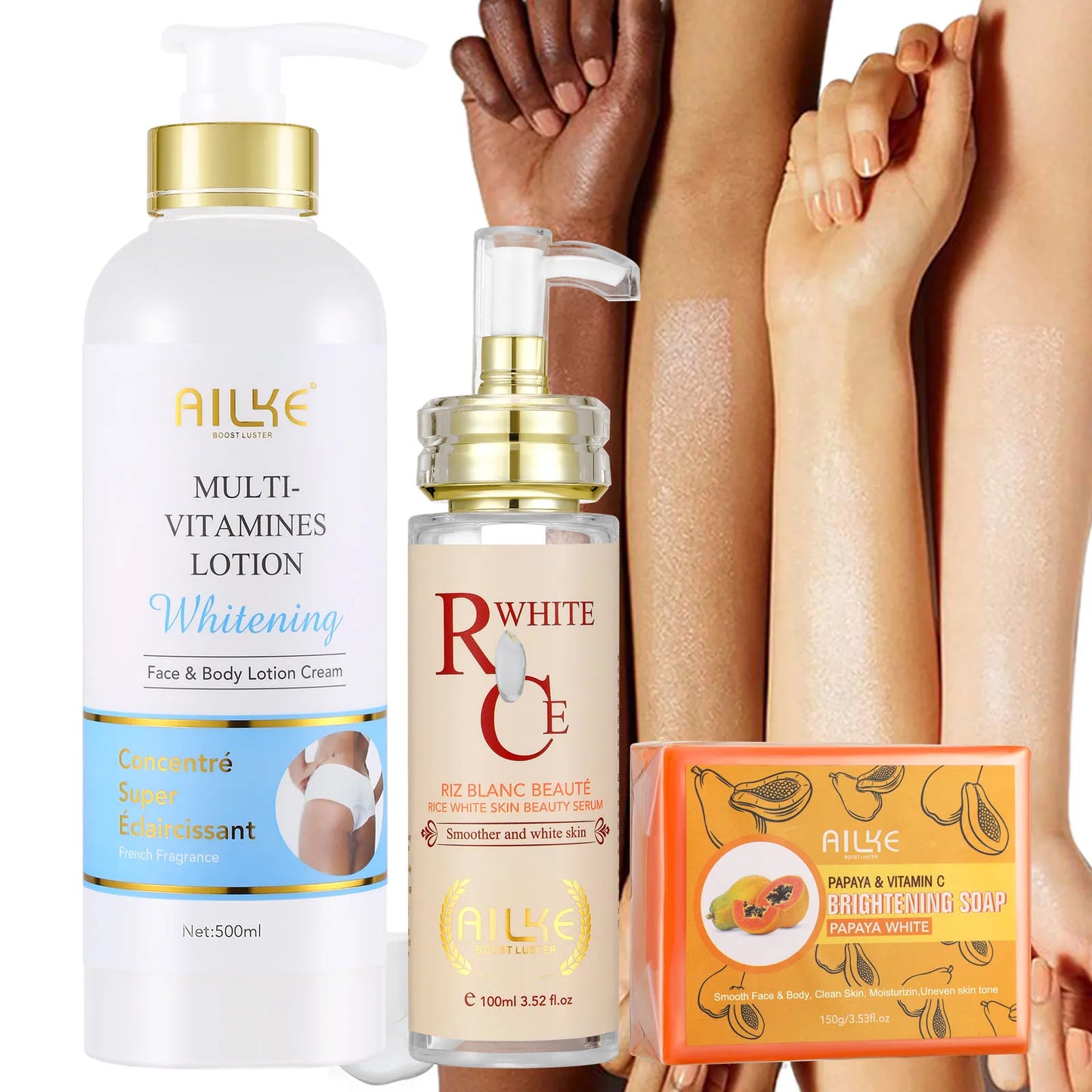 AILKE Multi Vitamin Whitening Body Lotion With Vitamins A,E,B3,B5, Increase Skin Radiance, Even Skin Tone, Moisturizer Cream