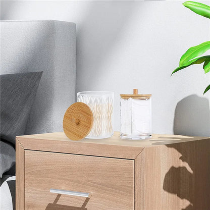 Acrylic Storage Box Bathroom Jar Makeup Organizer Cotton Pads Swab Holder Dispenser with Lid