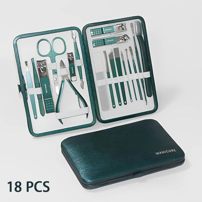 8-18pcs/set Nail Cutter Set Stainless Steel Nail Clippers Set With Folding Bag Manicure Kits Scissors Makeup Beauty Tool