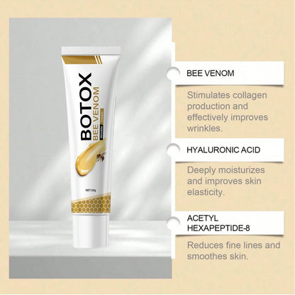 Bee Venom Hyaluronic Acid Acetyl Hexapeptide-8 Boosts Collagen Reduces Wrinkles Moisturizes Improves Elasticity Smoothes Fine Lines