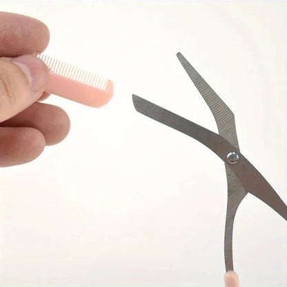 Pink eyebrow trimming scissors with built-in comb - stainless steel, precise grooming tool,creating perfect eyebrows Beauty Tool