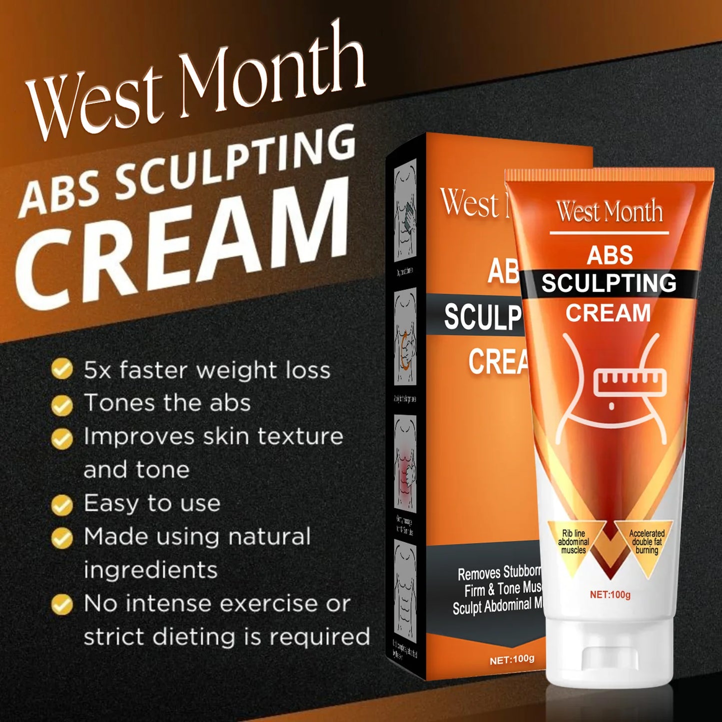 Abdominal Muscle Cream Belly Burning Strengthening Sweat Enhancer Lubricate Muscles Body Fat Remove Firming ABS Sculpting Cream