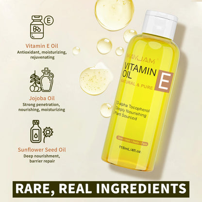 MAYJAM Vitamin E Oil for Face and Skin Nourishing Moisturizing Body Massage Spa Plant Essential Oil 118ml 236ml