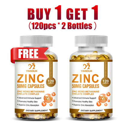 Buy 1 Get 1 Free! Yimiduk Premium Zinc Supplement, Support Boosts Energy, Metabolism Booster, Immune Health & Antioxidant
