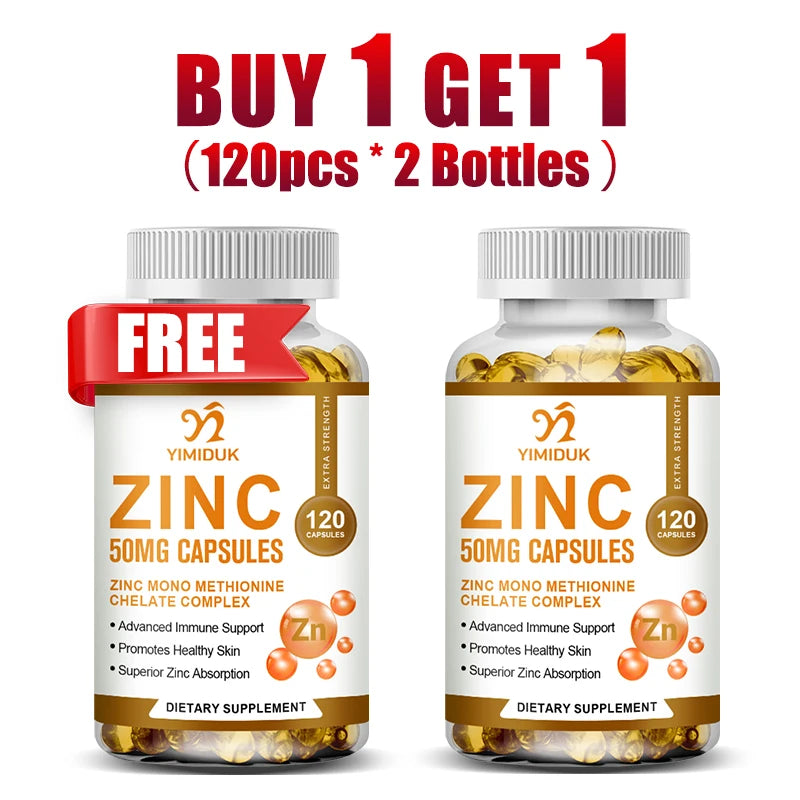 Buy 1 Get 1 Free! Yimiduk Premium Zinc Supplement, Support Boosts Energy, Metabolism Booster, Immune Health & Antioxidant