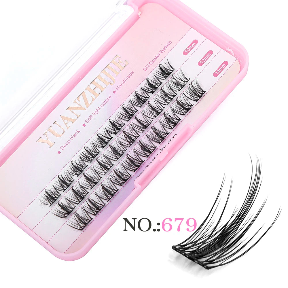 YUANZHIJIE 0.07 C/D DIY single lash Extension Clusters False Eyelash Precut Segmented Bundles Soft Natural Manga Make-up