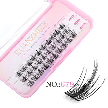 YUANZHIJIE 0.07 C/D DIY single lash Extension Clusters False Eyelash Precut Segmented Bundles Soft Natural Manga Make-up