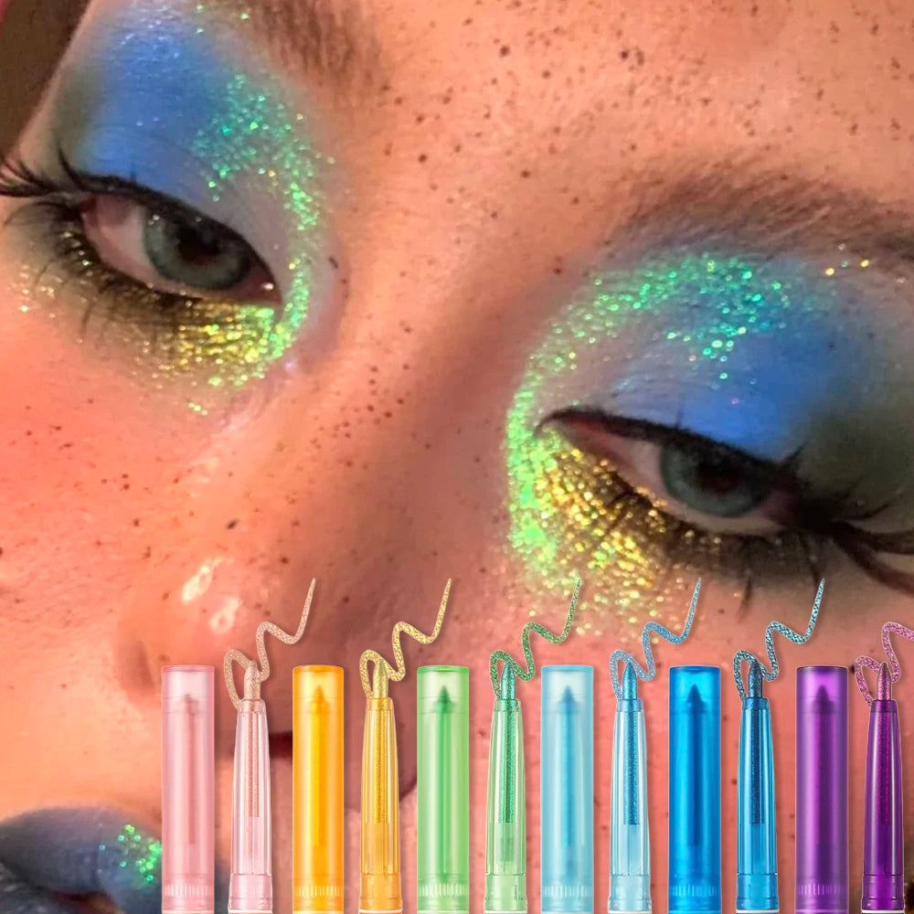 6 Colors Chameleons Eyeliner Pearl Metallic Gloss Shiny Eyeshadow Glitter Liner Multi Chrome Color Aurora Chaning Eye Makeup